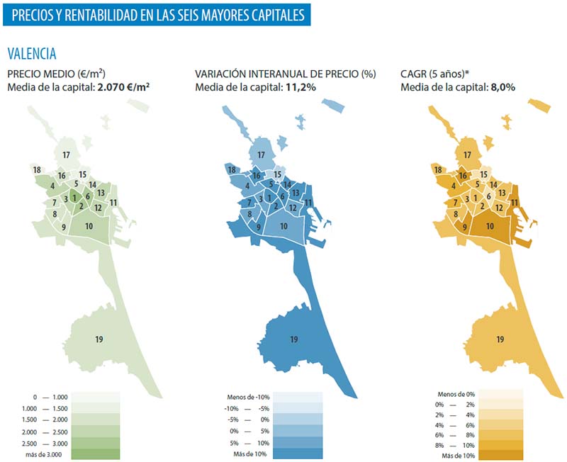 Map wijken-Valencia Analyse vastgoedmarkt Valencia 2024 Q1
